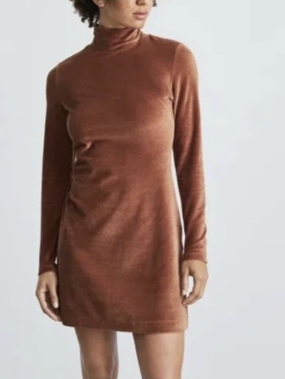 Everlane Black Mockneck Velour Dress, Large